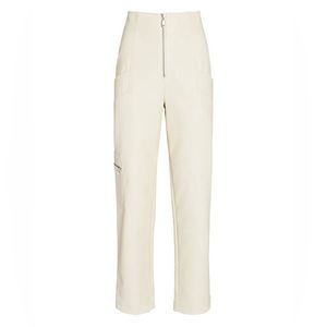 INTERMIX Jolie Faux Leather Cropped Pants in Ivory